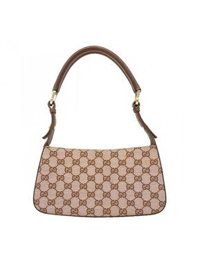 Gucci Handbag 001 Canvas Leather Brown Gold